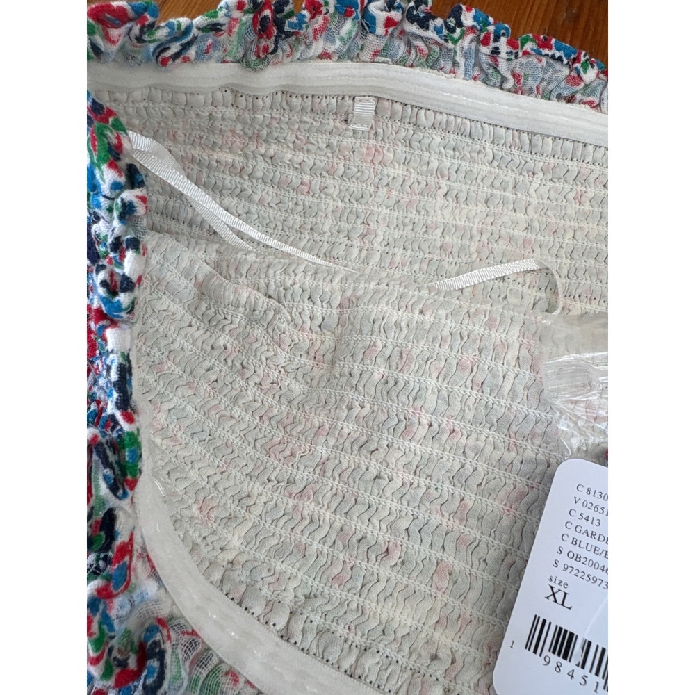 Free People Bali Checked Out Printed Romper XL Floral New NWT cotton Smocked - Picture 11 of 11